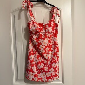 Floral Red and White Hawaiian Dress